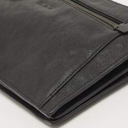 Pre Owned TUMI Black Leather Double Zip Wristlet Pouch
