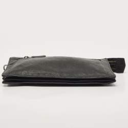 Pre Owned TUMI Black Leather Double Zip Wristlet Pouch