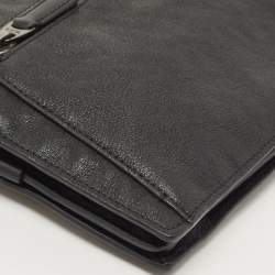 Pre Owned TUMI Black Leather Double Zip Wristlet Pouch