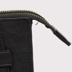 Pre Owned TUMI Black Leather Double Zip Wristlet Pouch