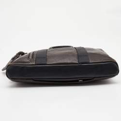 Pre Owned TUMI Dark Brown Leather Alpha Bravo Aviano Slim Briefcase