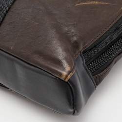 Pre Owned TUMI Dark Brown Leather Alpha Bravo Aviano Slim Briefcase