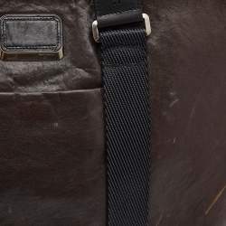 Pre Owned TUMI Dark Brown Leather Alpha Bravo Aviano Slim Briefcase