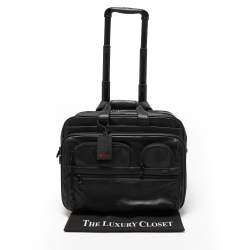 Pre Owned Tumi Black Leather Alpha 3 Deluxe 4 Wheeled Expandable Case Brief