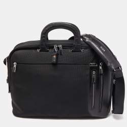 Tumi Black Nylon and Leather T-Pass Kennedy Deluxe Brief Laptop Bag