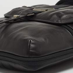 Pre Owned TUMI Black Leather Alpha Bravo Arnold Zip Expandable Messenger Bag