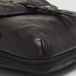Pre Owned TUMI Black Leather Alpha Bravo Arnold Zip Expandable Messenger Bag