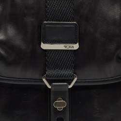 Pre Owned TUMI Black Leather Alpha Bravo Arnold Zip Expandable Messenger Bag