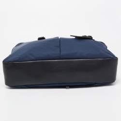 Tumi Navy Blue/Black Nylon and Leather Berwick Double Zip Briefcase Bag