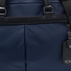 Tumi Navy Blue/Black Nylon and Leather Berwick Double Zip Briefcase Bag