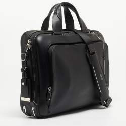 Pre Owned TUMI Black Leather Arrive Sadler Brief Laptop Bag