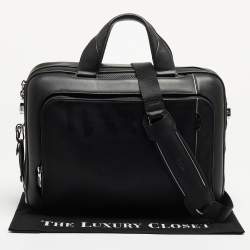 Pre Owned TUMI Black Leather Arrive Sadler Brief Laptop Bag