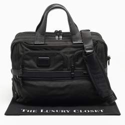 TUMI Black Nylon and Leather Alpha 3 T Pass Expandable Briefcase Bag