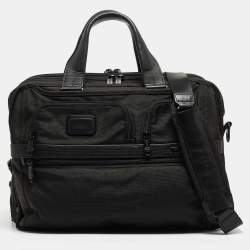 TUMI Black Nylon and Leather Alpha 3 T Pass Expandable Briefcase Bag