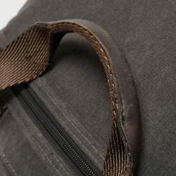 Pre Owned Tumi Grey/Brown Denim and Leather Alpha Bravo Brooks Briefcase Bag