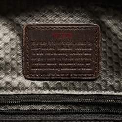 Pre Owned Tumi Grey/Brown Denim and Leather Alpha Bravo Brooks Briefcase Bag