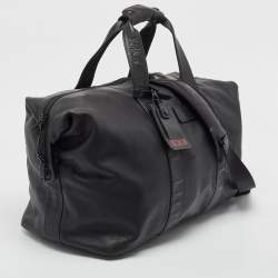 TUMI Black Leather Alpha II Duffel Bag