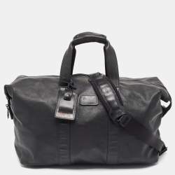 TUMI Black Leather Alpha II Duffel Bag