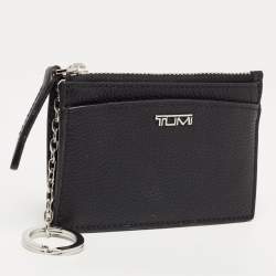 Pre Owned Tumi Black Leather Belden Zip Card Holder