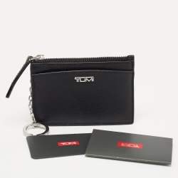 Pre Owned Tumi Black Leather Belden Zip Card Holder