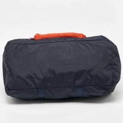 Pre Owned TUMI Navy Blue/Orange Nylon Foldable Compact Duffle Bag