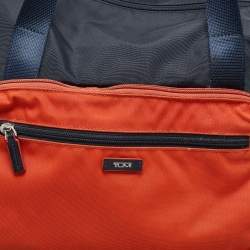 Pre Owned TUMI Navy Blue/Orange Nylon Foldable Compact Duffle Bag