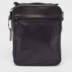 Tumi Black Leather Double Zip Messenger Bag