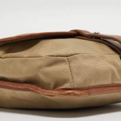 Tumi Beige/Brown Nylon and Leather Flap Messenger Bag