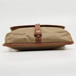 Tumi Beige/Brown Nylon and Leather Flap Messenger Bag