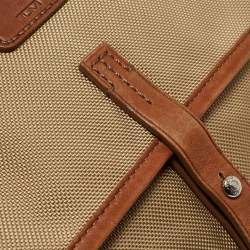 Tumi Beige/Brown Nylon and Leather Flap Messenger Bag