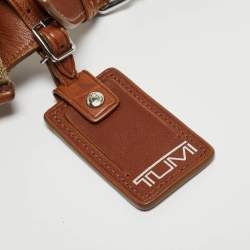 Tumi Beige/Brown Nylon and Leather Flap Messenger Bag