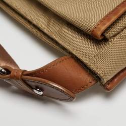 Tumi Beige/Brown Nylon and Leather Flap Messenger Bag