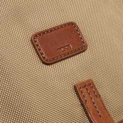 Tumi Beige/Brown Nylon and Leather Flap Messenger Bag