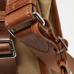 Tumi Beige/Brown Nylon and Leather Flap Messenger Bag
