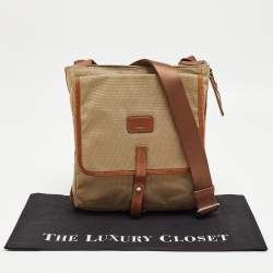 Tumi Beige/Brown Nylon and Leather Flap Messenger Bag