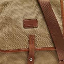 Tumi Beige/Brown Nylon and Leather Flap Messenger Bag