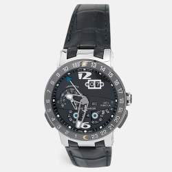 Ulysse Nardin Black Ceramic 18K White Gold Alligator Leather Perpetual Calendar El Toro 320-00 Men's Wristwatch 43 mm