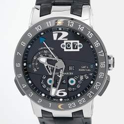 Ulysse Nardin Black Ceramic 18K White Gold Alligator Leather Perpetual Calendar El Toro 320-00 Men's Wristwatch 43 mm
