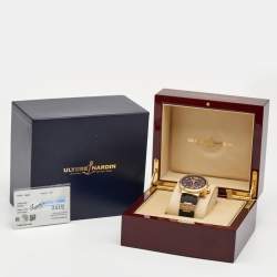 Ulysse Nardin Brown 18K Rose Gold Rubber Maxi Marine 356-66 Men's Wristwatch 41 mm