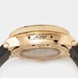Ulysse Nardin Brown 18K Rose Gold Rubber Maxi Marine 356-66 Men's Wristwatch 41 mm