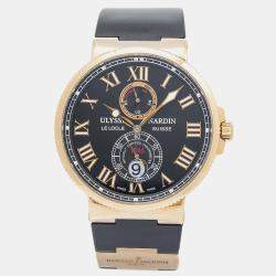 Ulysse Nardin Maxi Marine 266-67 Black 18k Rose Gold Automatic Men Watch 43mm