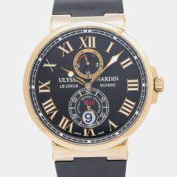 Ulysse Nardin Maxi Marine 266-67 Black 18k Rose Gold Automatic Men Watch 43mm