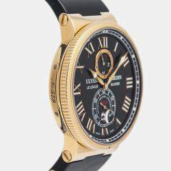 Ulysse Nardin Maxi Marine 266-67 Black 18k Rose Gold Automatic Men Watch 43mm
