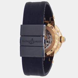 Pre Owned Ulysse Nardin Executive Dual Time 246-00-3/42 Automatic Black 18k Rose Gold Men's Wristwatch 43 mm