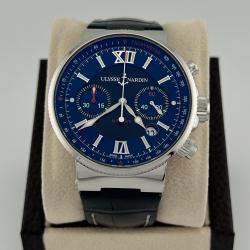 Pre Owned Ulysse Nardin Maxi Marine 353-66-3/323 Automatic Blue Dial Stainless Steel Men's Wristwatch 41 mm