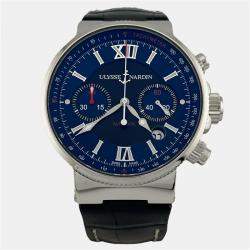 Pre Owned Ulysse Nardin Maxi Marine 353-66-3/323 Automatic Blue Dial Stainless Steel Men's Wristwatch 41 mm