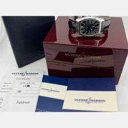 Pre Owned Ulysse Nardin Michelangelo Big Date 233-68 Automatic Black Dial Stainless Steel Men's Wristwatch 35 mm