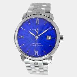 Pre Owned Ulysse Nardin Classic 8153-111 Automatic Blue Dial Stainless Steel Men's Wristwatch 40mm