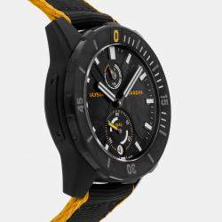 Pre Owned ساعة يد رجالية أوليس ناردين أوتوماتيك دايفر X كيب هورن إصدار محدود 1183-170/92-CAP سوداء تيتانيوم 44 مليمتر مستعملة