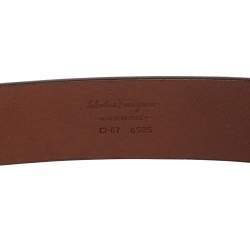 Pre Owned Salvatore Ferragamo Brown Leather Gancini Buckle Belt 95CM